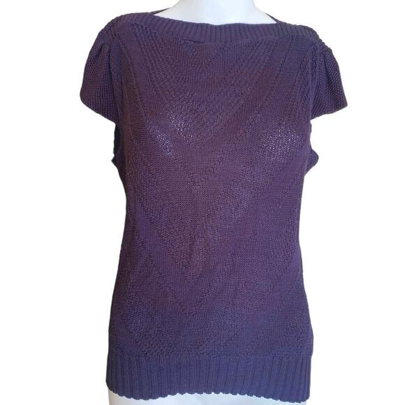 Jessica Scott Vintage Women's Size Medium Chevron Micro Knit Sweater Top Purple - Picture 1 of 5